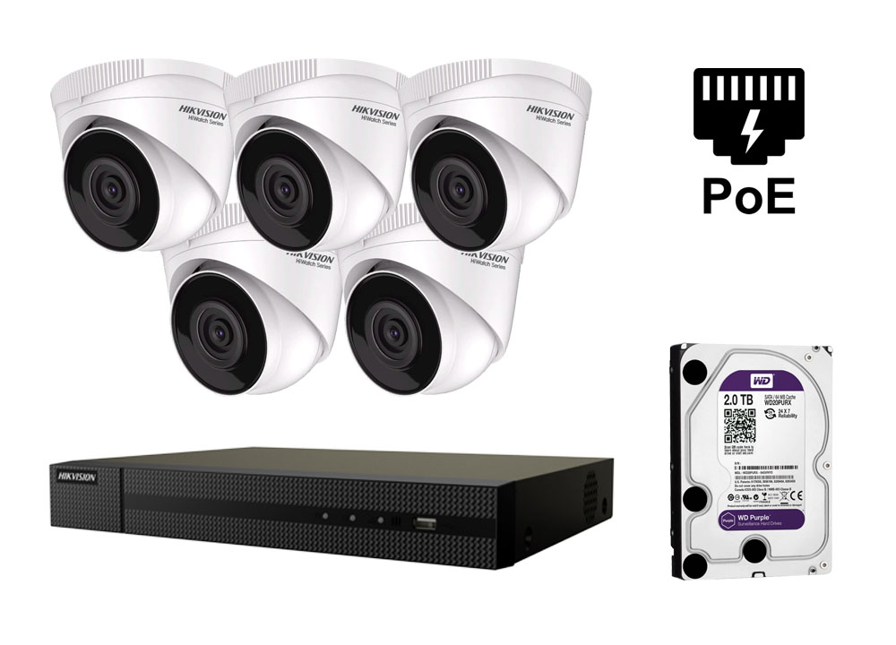 Caméra IP Hikvision 4 Megapixel - Kit5-HWI-T241H