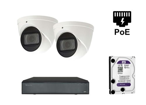 Caméra X-Security IP Dome - KIT2-XS-IPDM987ZSAW-2-EPOE